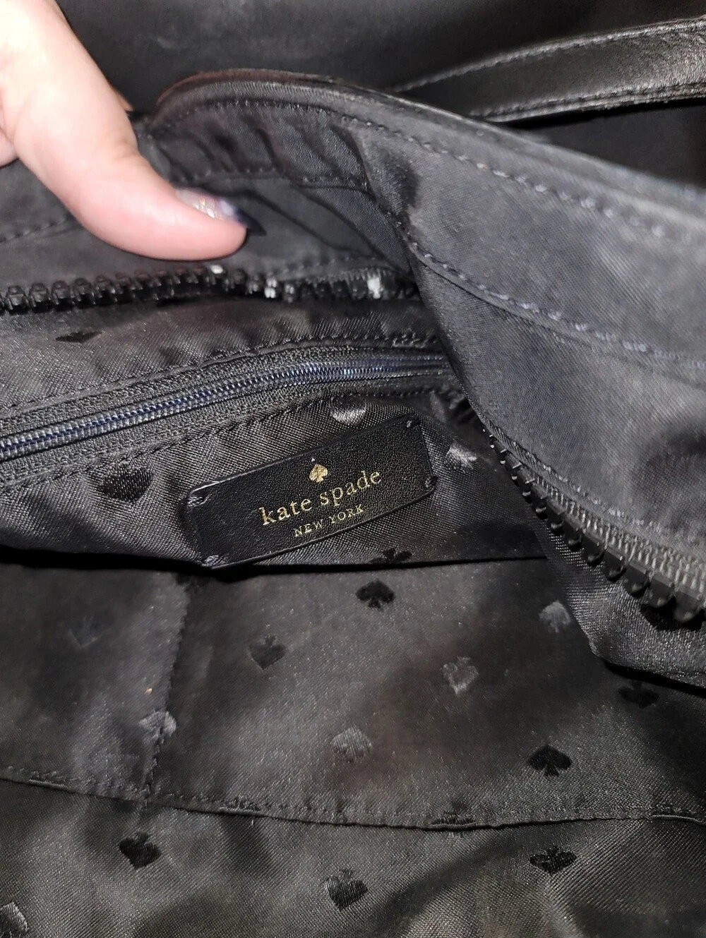 KATE SPADE Black Nylon/Leather Large Tote Bag Purse